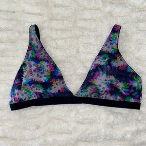 Parade Silky Mesh Plunge Bralette, Technobloom Print, LARGE